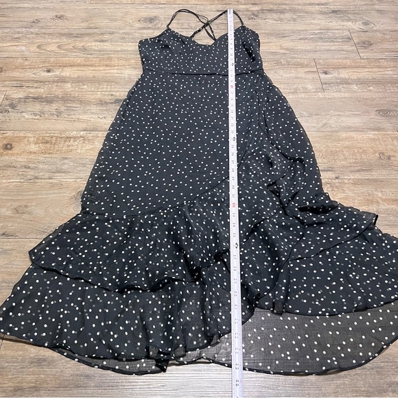 Francesca's Mi Ami Dress Black & White Polka Dots Midi Dress Ruffled Hem Size M - Picture 13 of 15